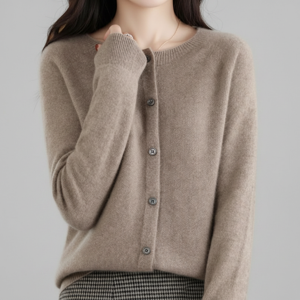 Chaqueta de punto con botones para mujer — Cárdigan de manga larga con abertura frontal