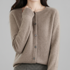Chaqueta de punto con botones para mujer — Cárdigan de manga larga con abertura frontal