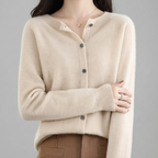 Chaqueta de punto con botones para mujer — Cárdigan de manga larga con abertura frontal