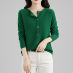Chaqueta de punto con botones para mujer — Cárdigan de manga larga con abertura frontal