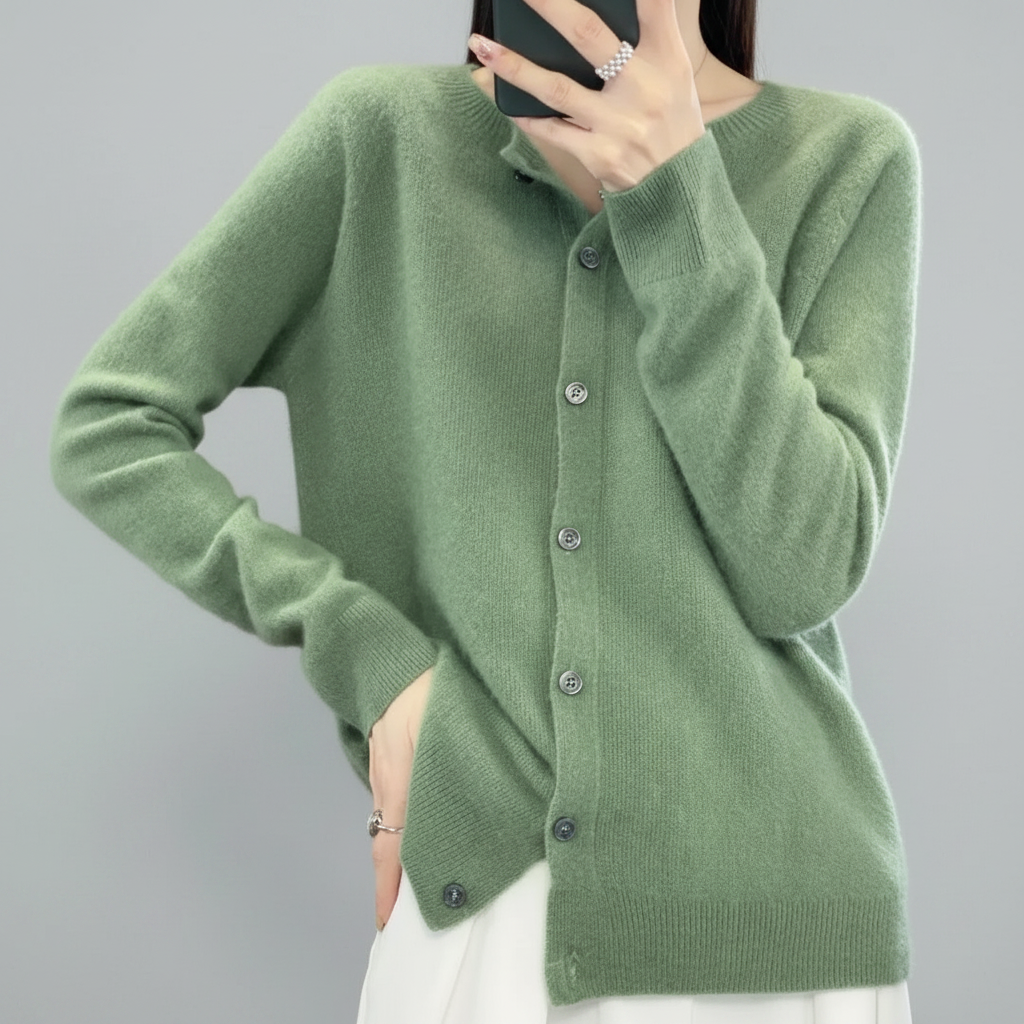 Chaqueta de punto con botones para mujer — Cárdigan de manga larga con abertura frontal