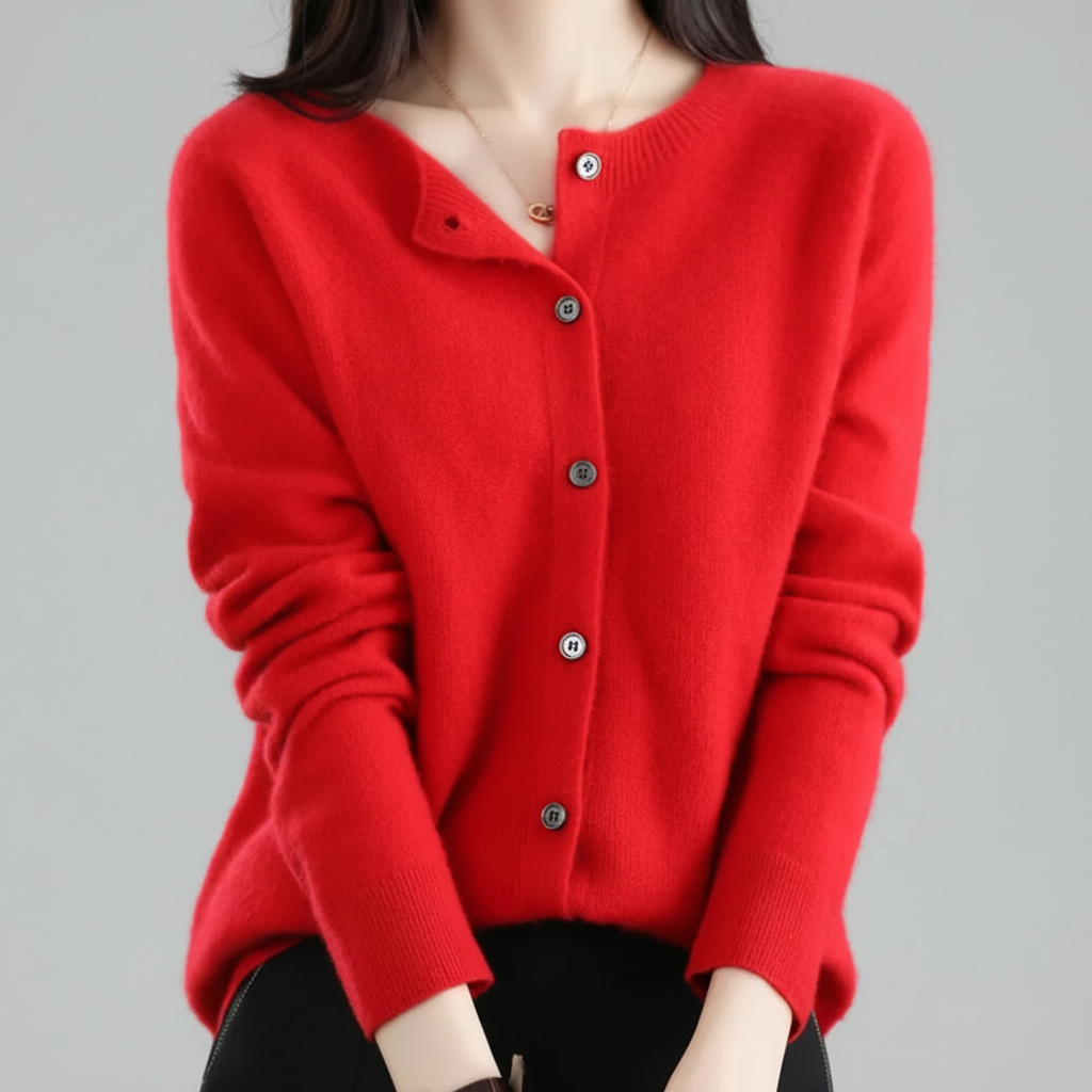 Chaqueta de punto con botones para mujer — Cárdigan de manga larga con abertura frontal