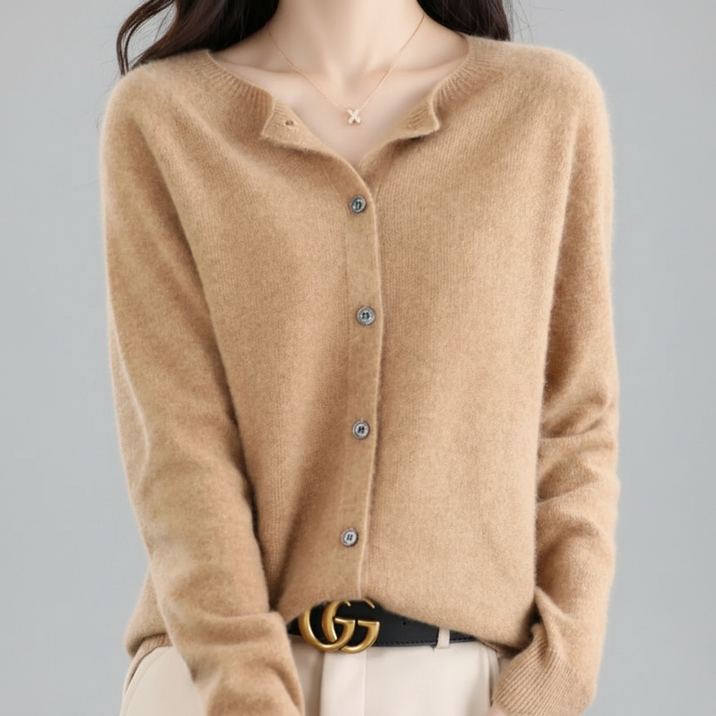 Chaqueta de punto con botones para mujer — Cárdigan de manga larga con abertura frontal