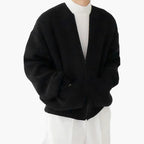 Chaqueta de punto con cremallera para hombre, cuello redondo sin solapa y dos bolsillos de parche, 5 colores, tallas XS 