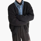 Chaqueta de punto con cremallera para hombre, cuello redondo sin solapa y dos bolsillos de parche, 5 colores, tallas XS 