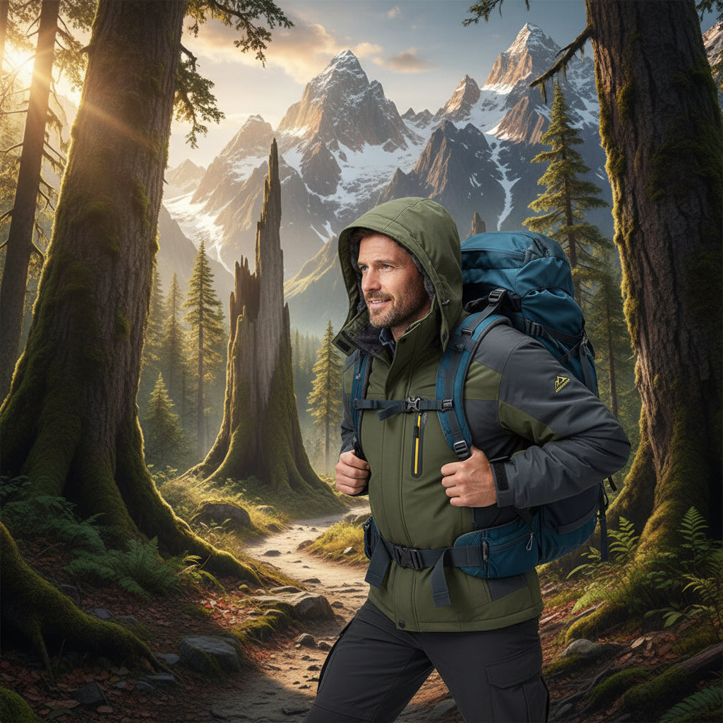 Chaqueta impermeable con capucha para hombre — Forro polar térmico