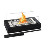 Chimenea de bioetanol de sobremesa, brasero rectangular portátil con doble protección de cristal para interior, patio y 