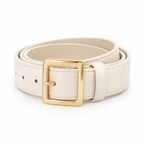 Cinturón crema con hebilla dorada 3,5 cm unisex