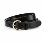 Cinturón negro con hebilla dorada 3 cm unisex piel vegana