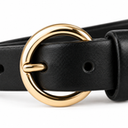 Cinturón negro con hebilla dorada 3 cm unisex piel vegana