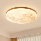 Cliveden | Plafón LED con forma de luna y marco de madera para dormitorio y salón