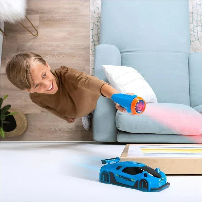 Coche RC trepador de paredes guiado por láser con luz LED para niños
