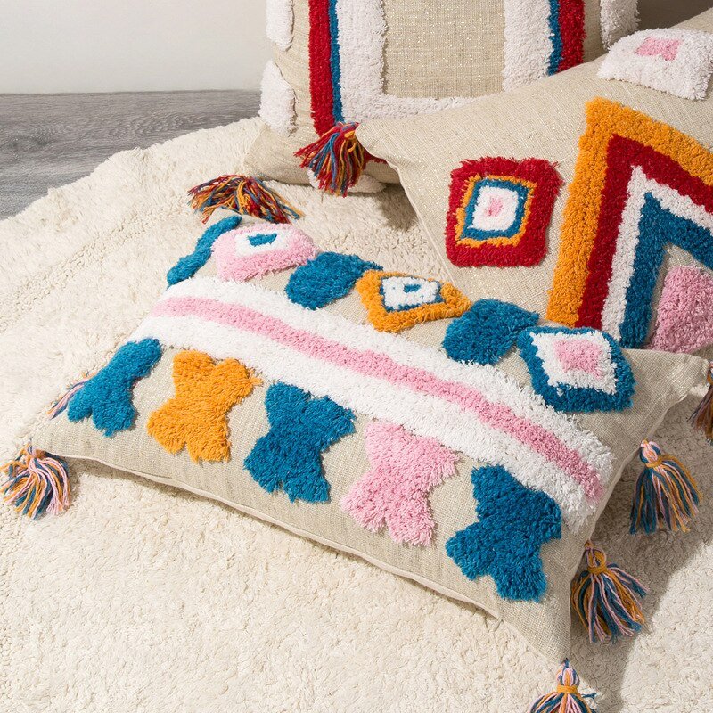 Cojín decorativo artesanal estilo boho marroquí