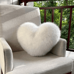 Cojín decorativo suave con forma de corazón y textura de peluche