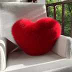 Cojín decorativo suave con forma de corazón y textura de peluche