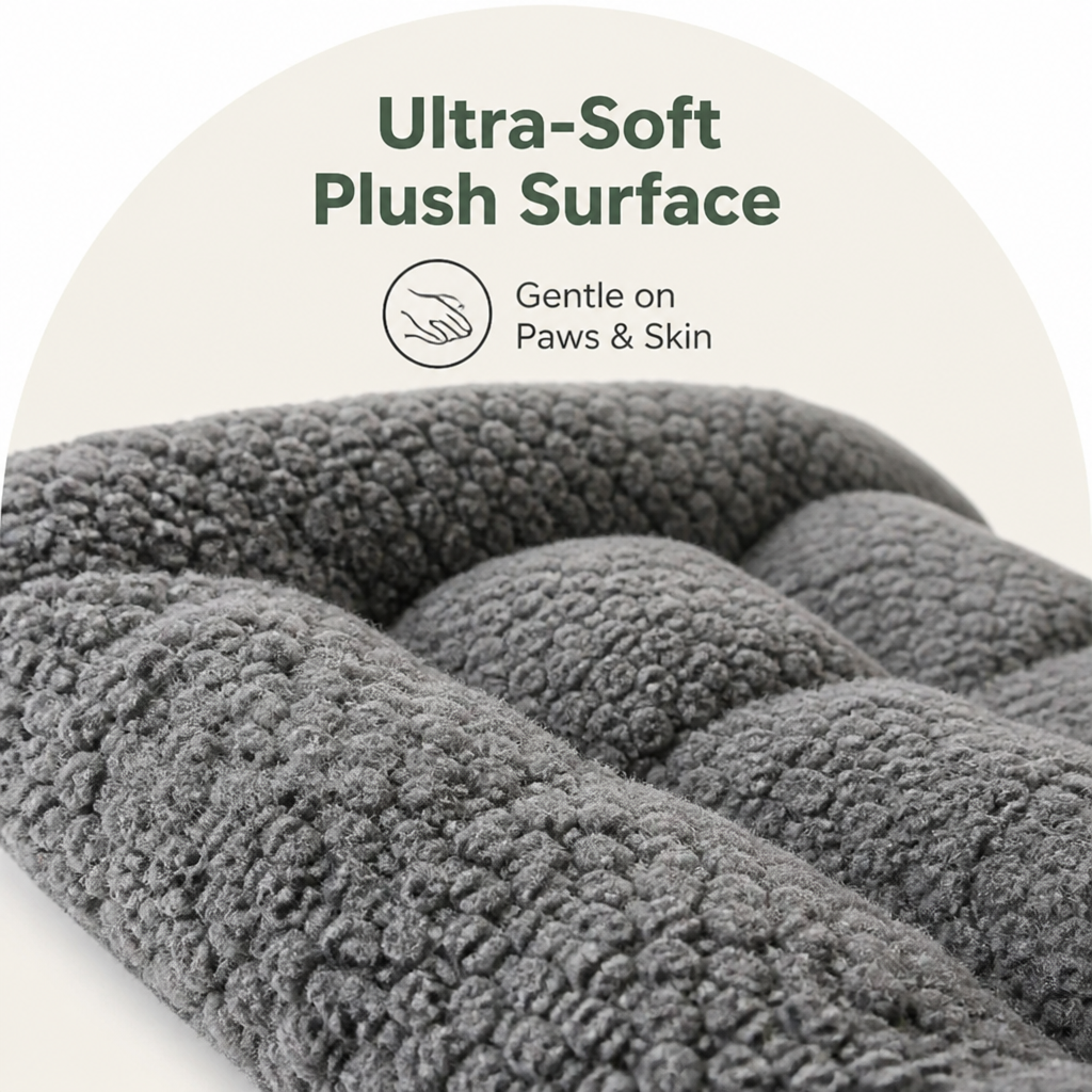Colchoneta de felpa ultrasuave con bordes elevados para jaula de perro