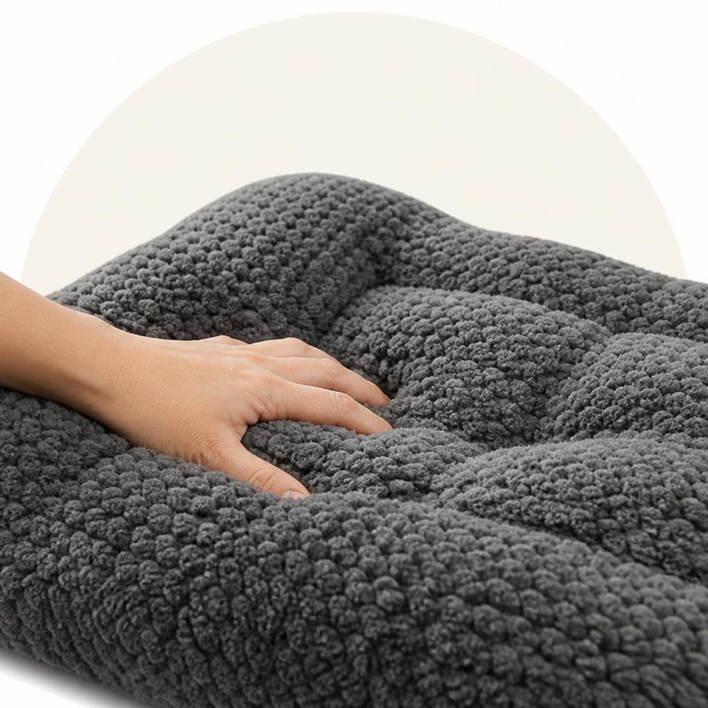 Colchoneta de felpa ultrasuave con bordes elevados para jaula de perro