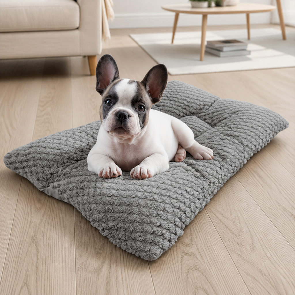 Colchoneta de felpa ultrasuave con bordes elevados para jaula de perro