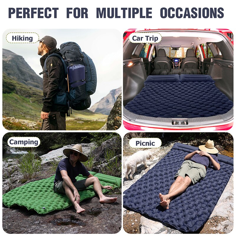 Colchoneta inflable de camping con almohada integrada