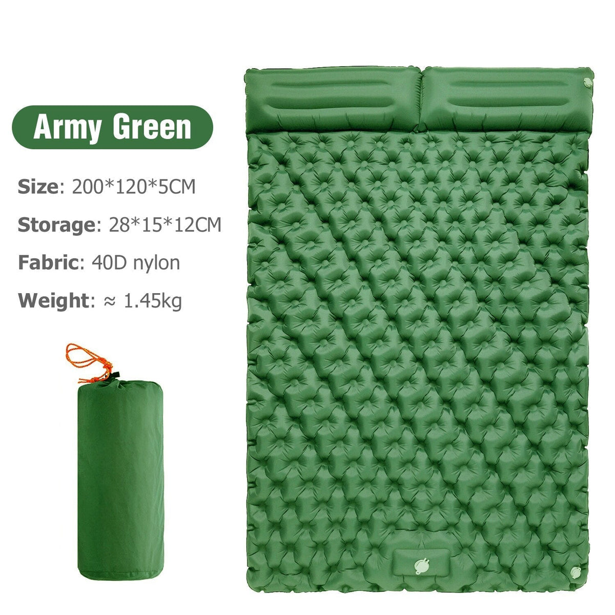 Colchoneta inflable de camping con almohada integrada