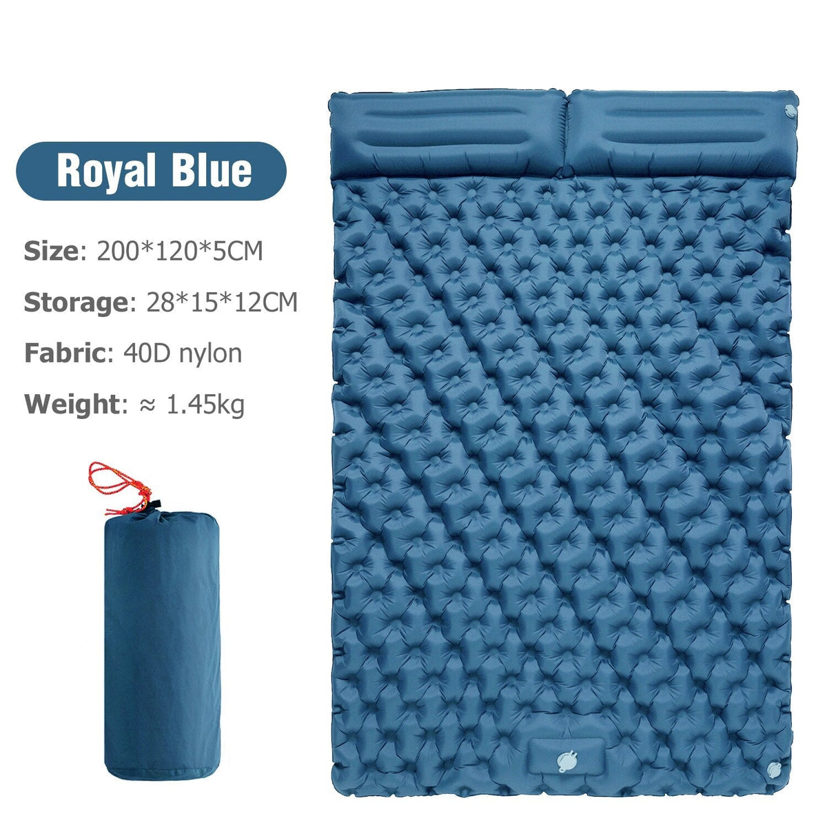 Colchoneta inflable de camping con almohada integrada