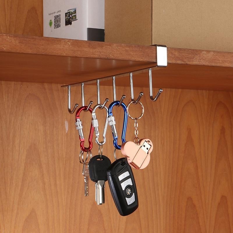 Colgador bajo mueble con 6 ganchos