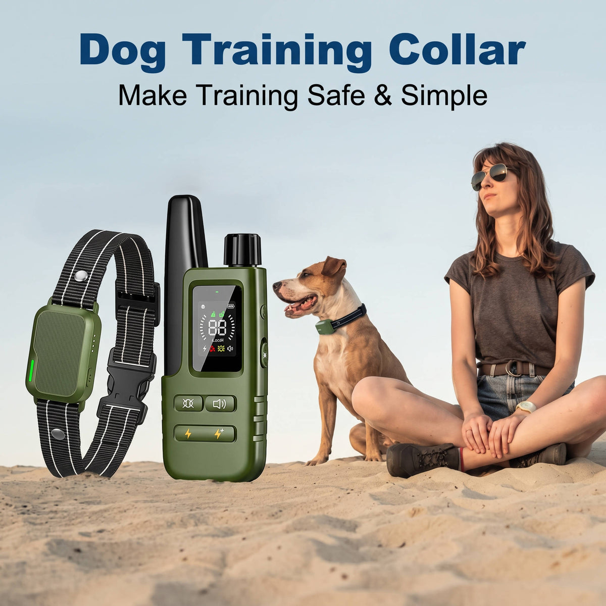 Collar de adiestramiento para perros con mando a distancia, alcance de 1006 m, collar ajustable para perros de 4,5 a 54 