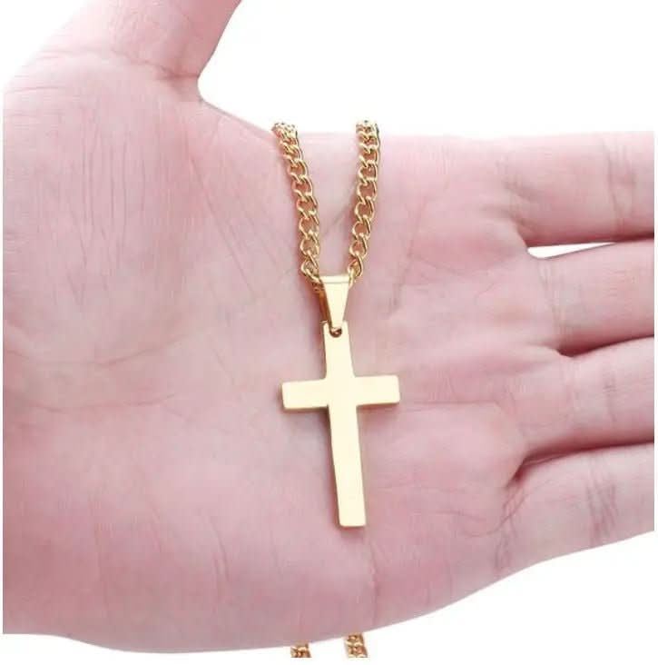 Collar para hombre con colgante de cruz de acero inoxidable