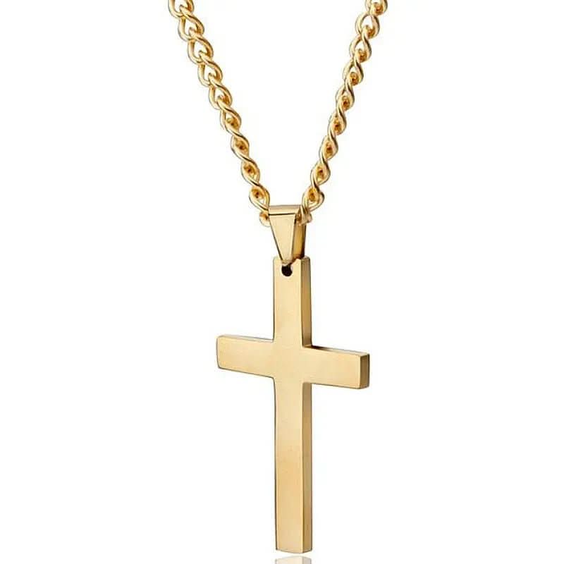 Collar para hombre con colgante de cruz de acero inoxidable