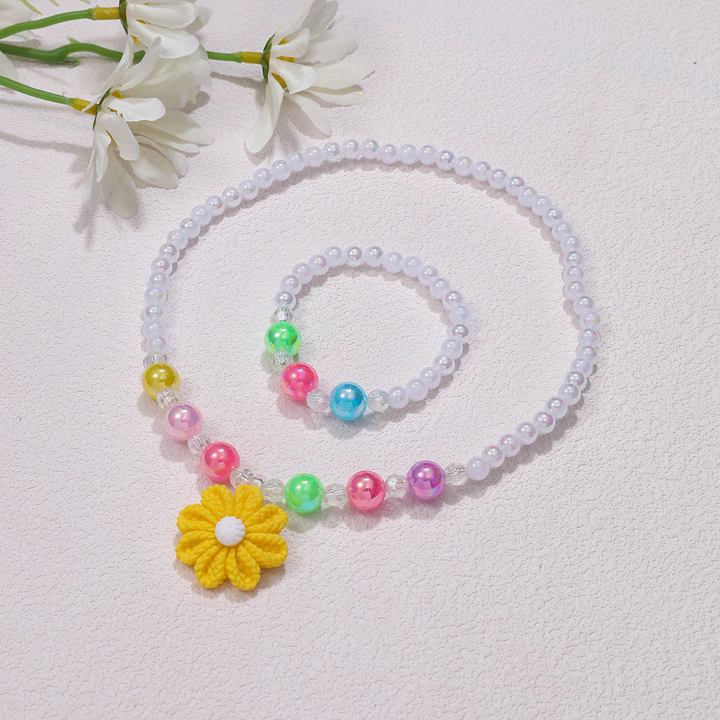 Conjunto de bisutería infantil con colgante de flor