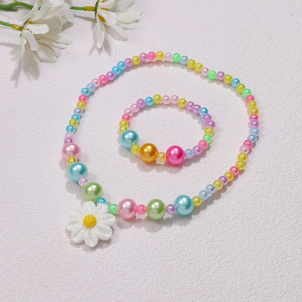 Conjunto de bisutería infantil con colgante de flor