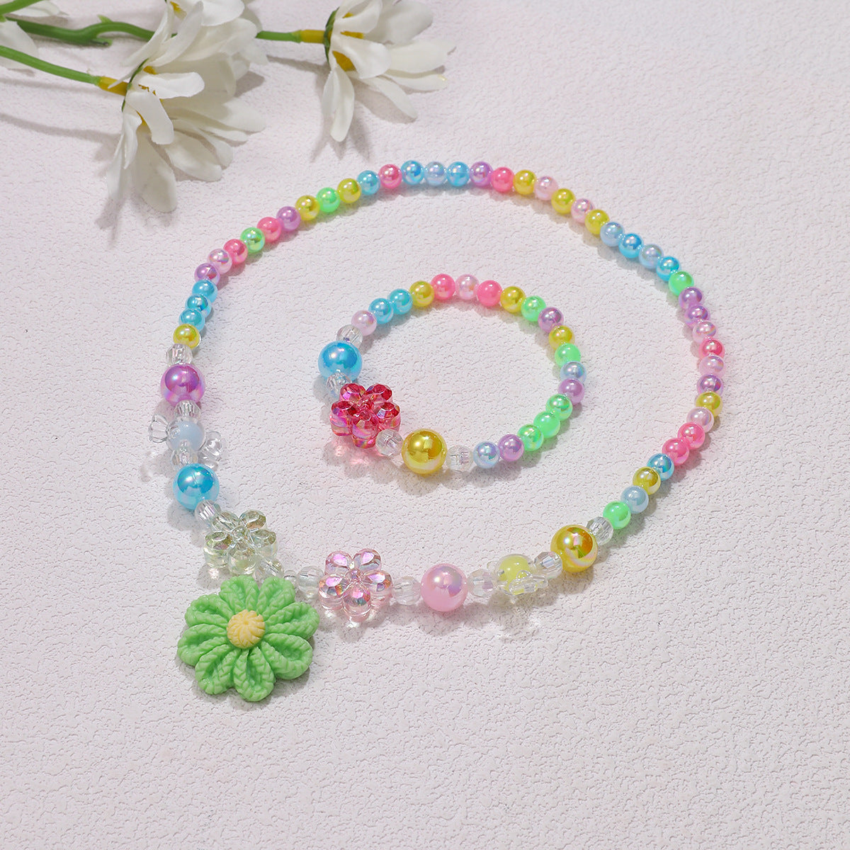 Conjunto de bisutería infantil con colgante de flor