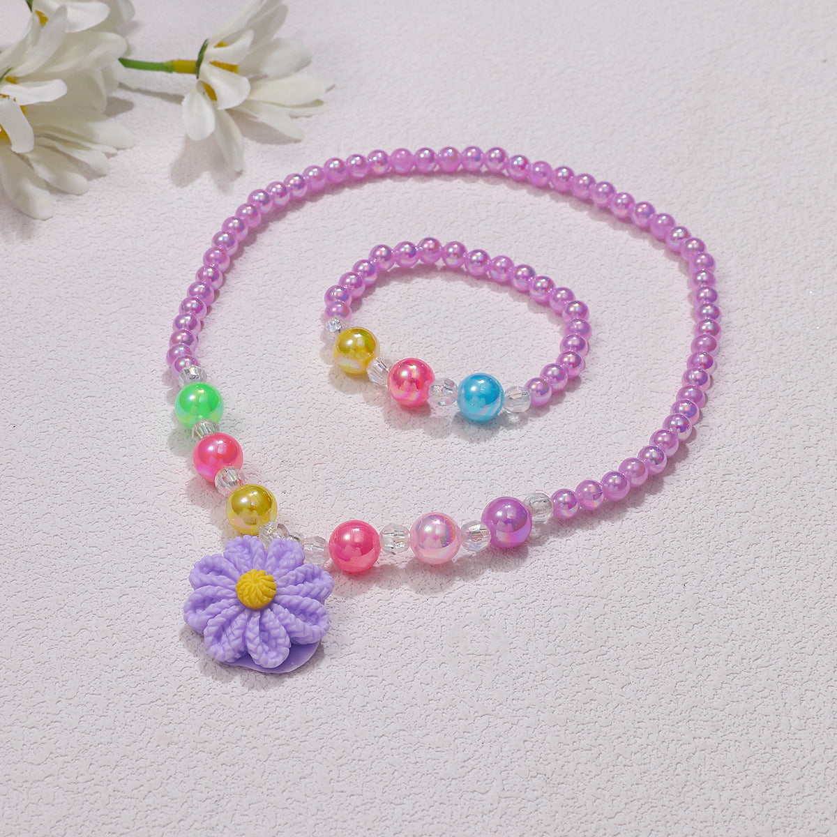 Conjunto de bisutería infantil con colgante de flor