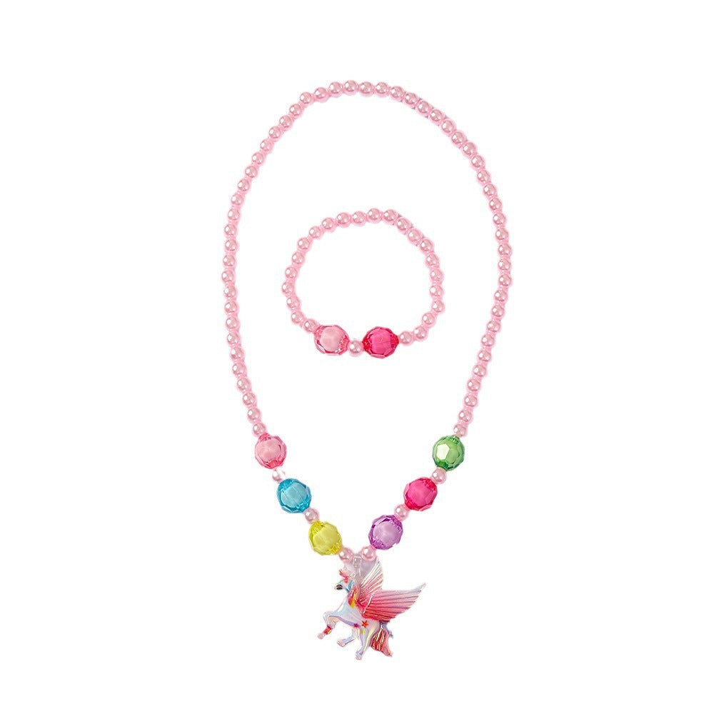 Conjunto de bisutería infantil con colgante de unicornio