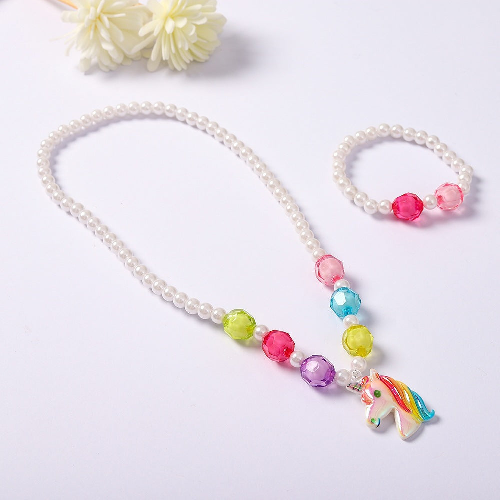 Conjunto de bisutería infantil con colgante de unicornio