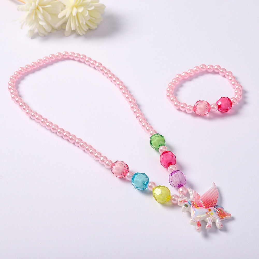 Conjunto de bisutería infantil con colgante de unicornio