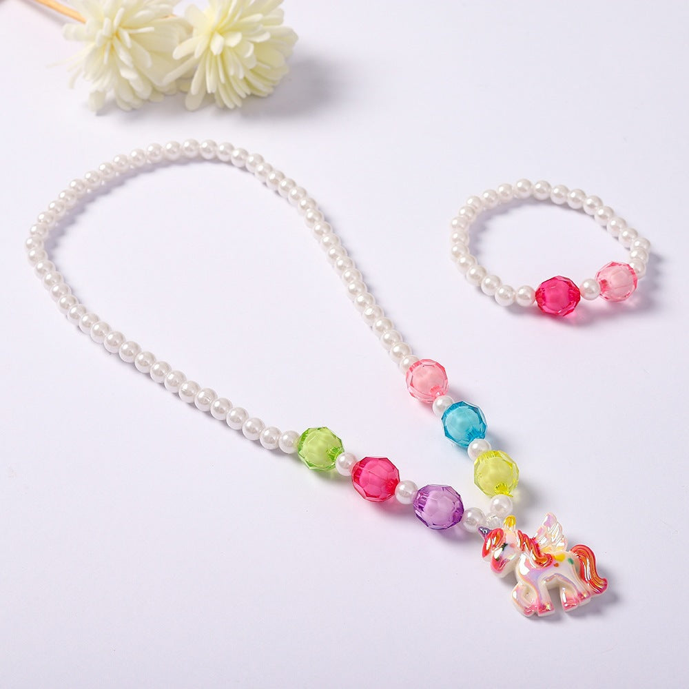 Conjunto de bisutería infantil con colgante de unicornio