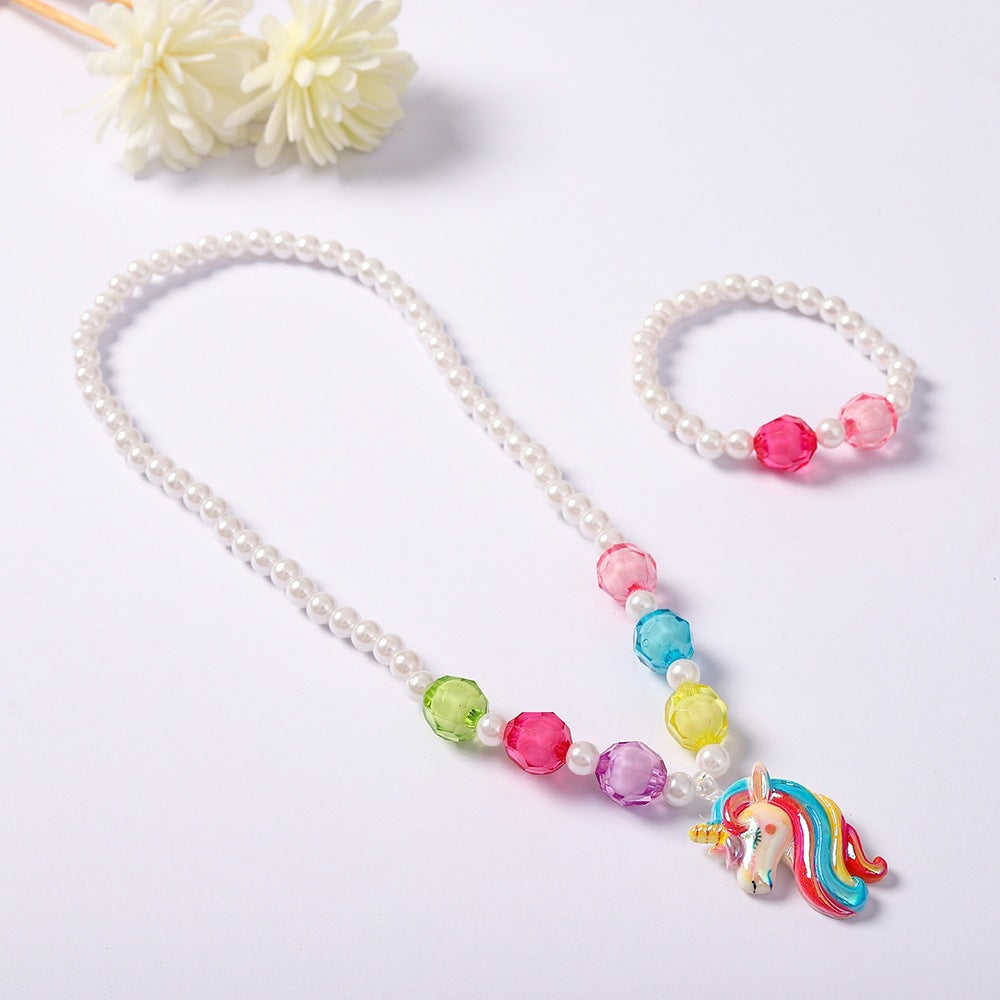 Conjunto de bisutería infantil con colgante de unicornio
