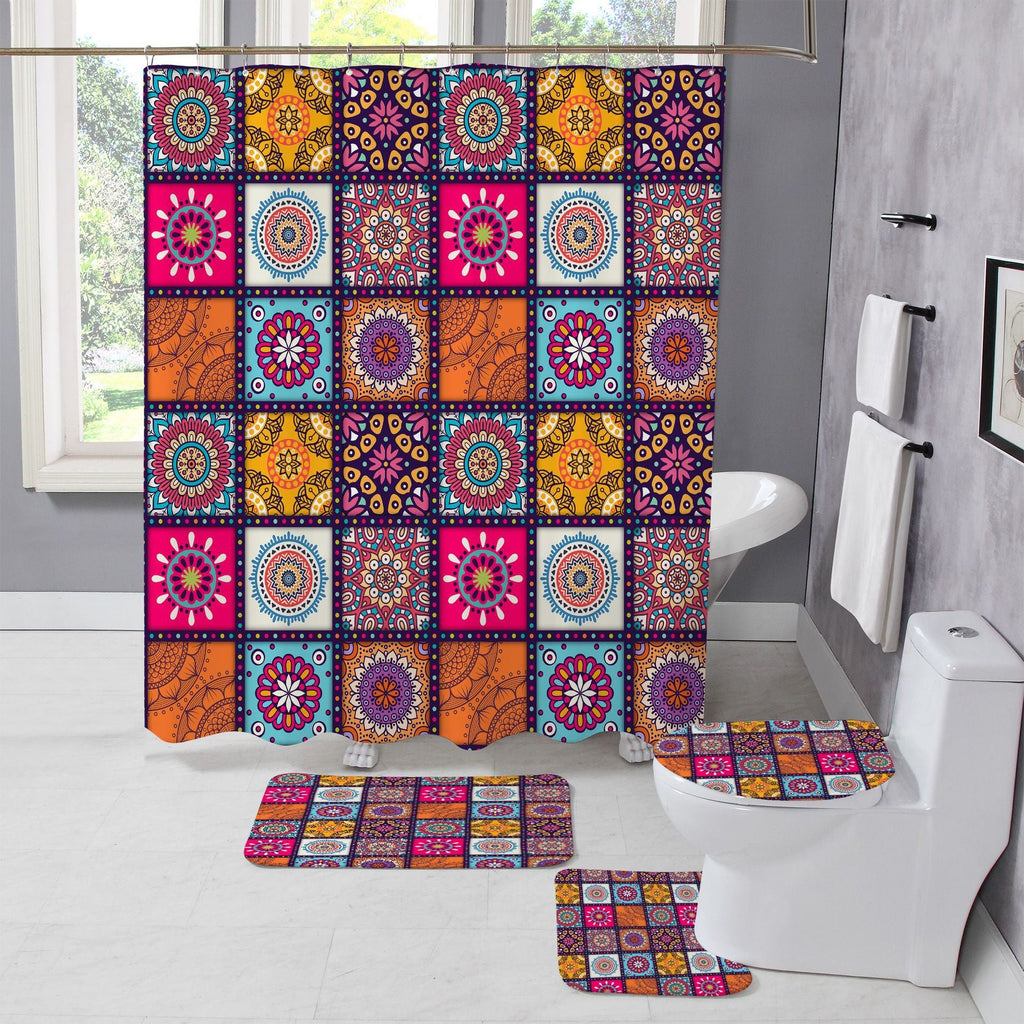 Conjunto de cortina de ducha con diseño floral