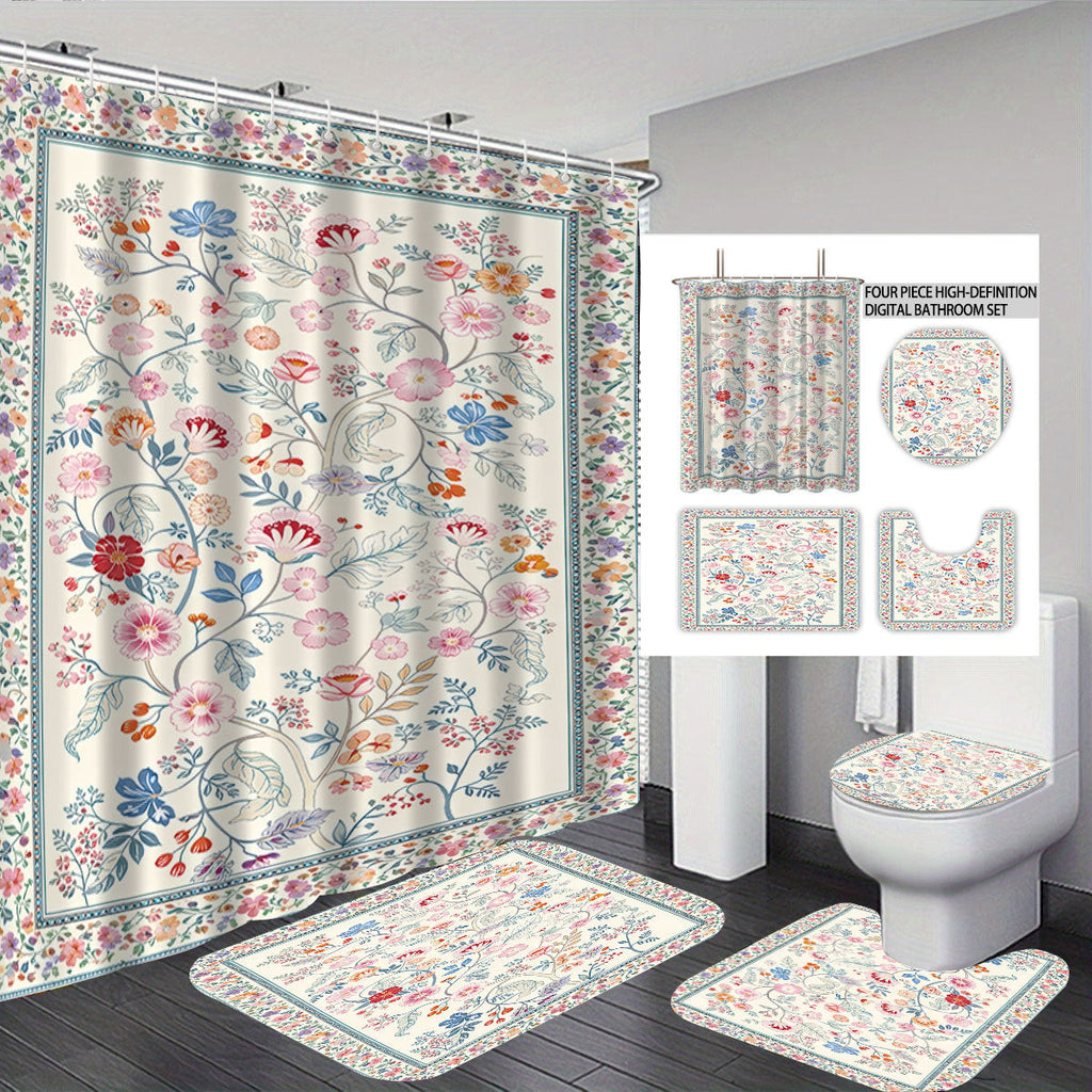 Conjunto de baño con estampado floral digital