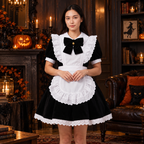 Conjunto de disfraz de vestido de sirvienta con volantes