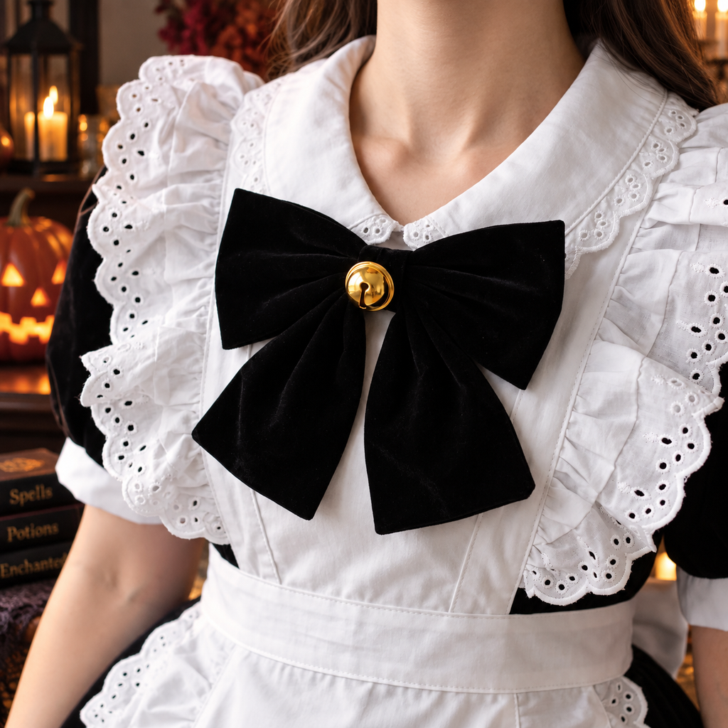 Conjunto de disfraz de vestido de sirvienta con volantes