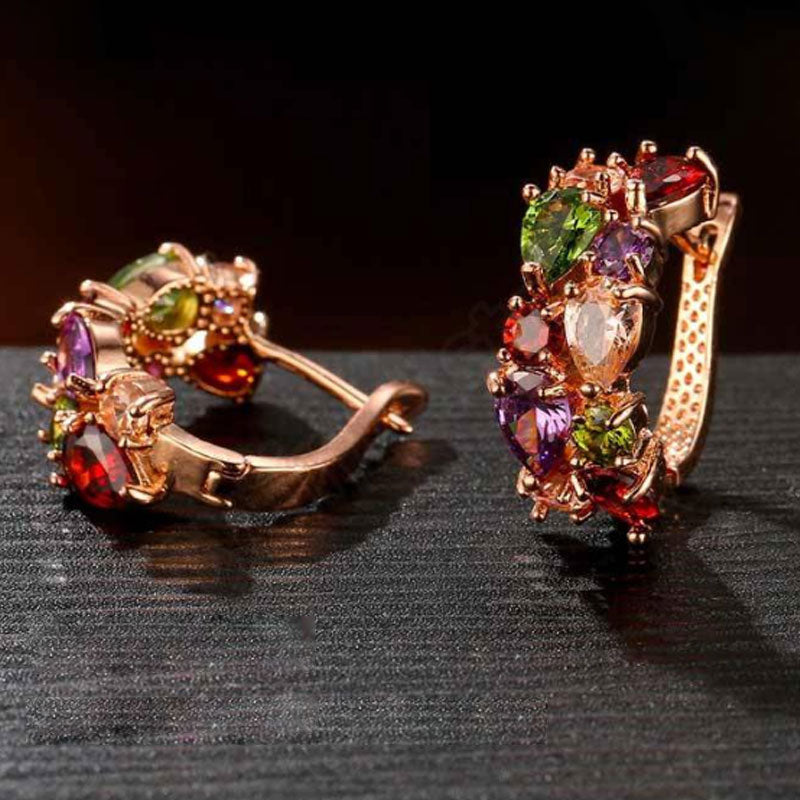 Conjunto de joyas con circonitas de colores para mujer
