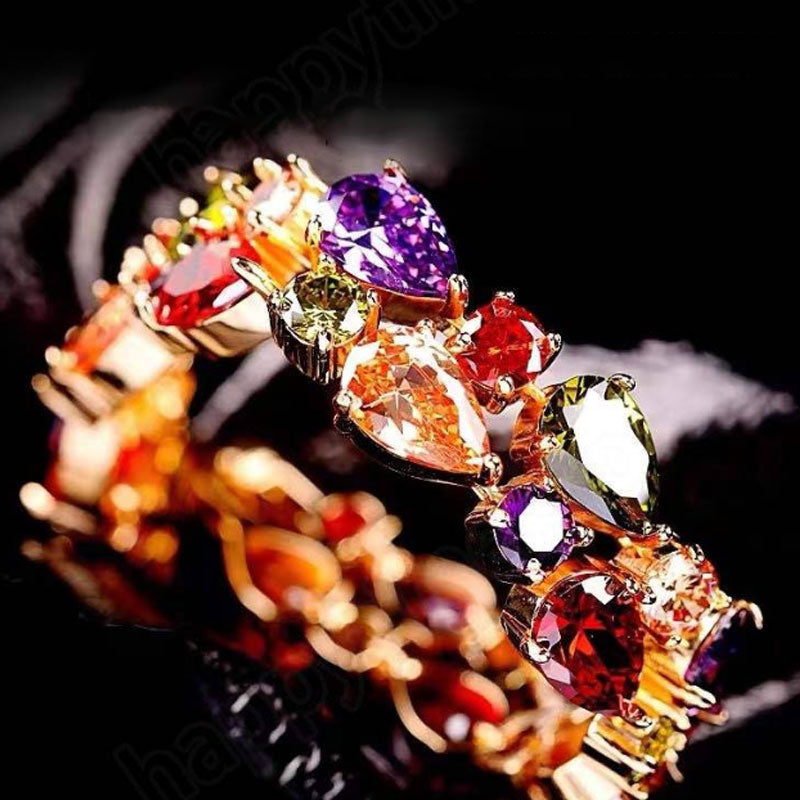 Conjunto de joyas con circonitas de colores para mujer