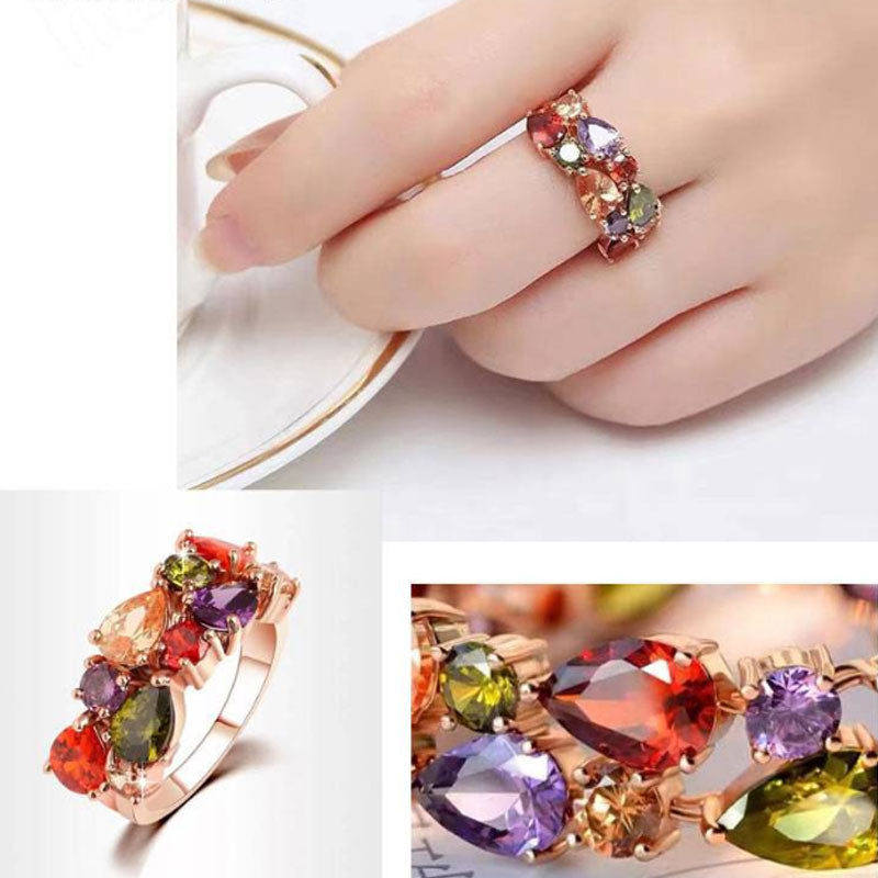 Conjunto de joyas con circonitas de colores para mujer