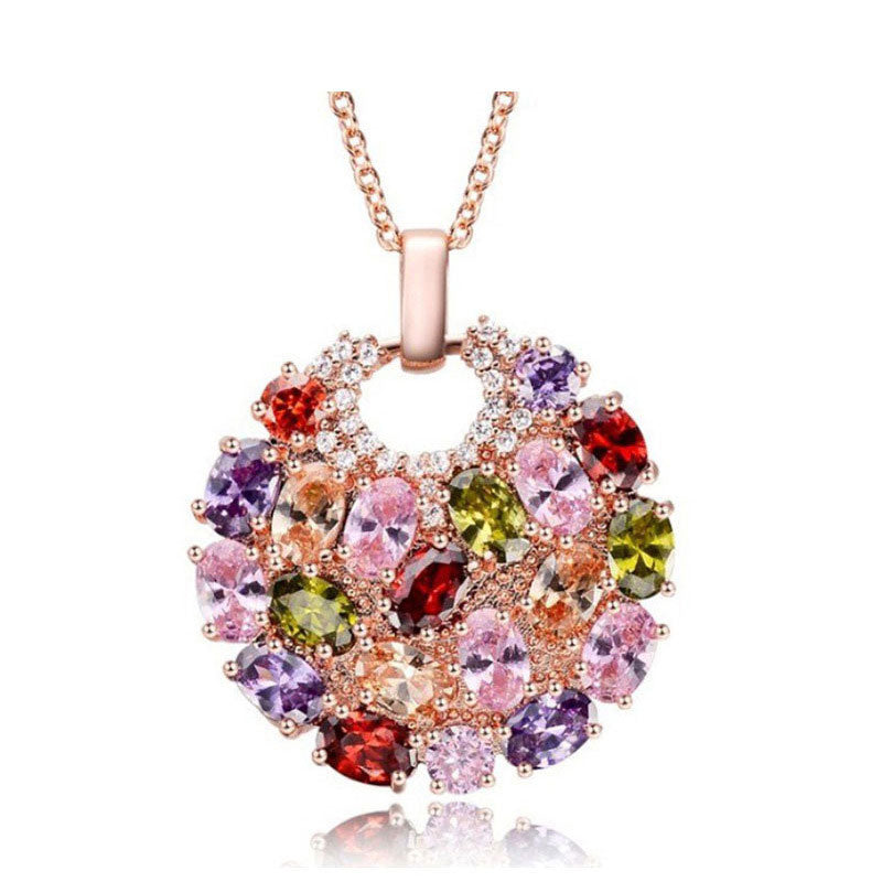 Conjunto de joyas con circonitas de colores para mujer