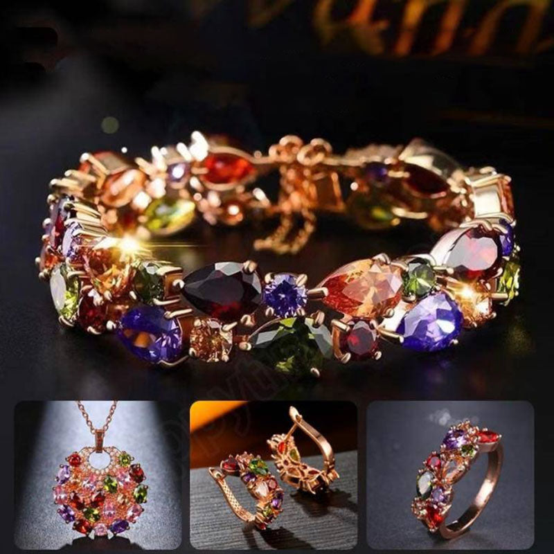 Conjunto de joyas con circonitas de colores para mujer