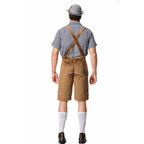 Conjunto de traje bávaro para hombre – conjunto tradicional con pantalón de aspecto de cuero, camisa de cuadros y sombre