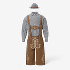 Conjunto de traje bávaro para hombre – conjunto tradicional con pantalón de aspecto de cuero, camisa de cuadros y sombre