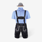 Conjunto de traje bávaro para hombre – conjunto tradicional con pantalón de aspecto de cuero, camisa de cuadros y sombre
